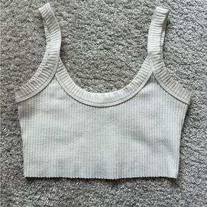 Lovers + Friends Ivory Ribbed Crop Top